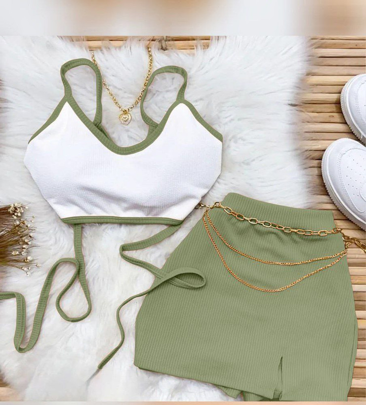 ست کراپ دامن راحتی زنانه