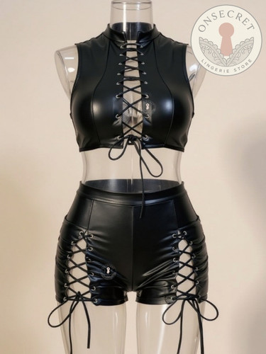 نیمتنه و شورت طرح چرم زنانه