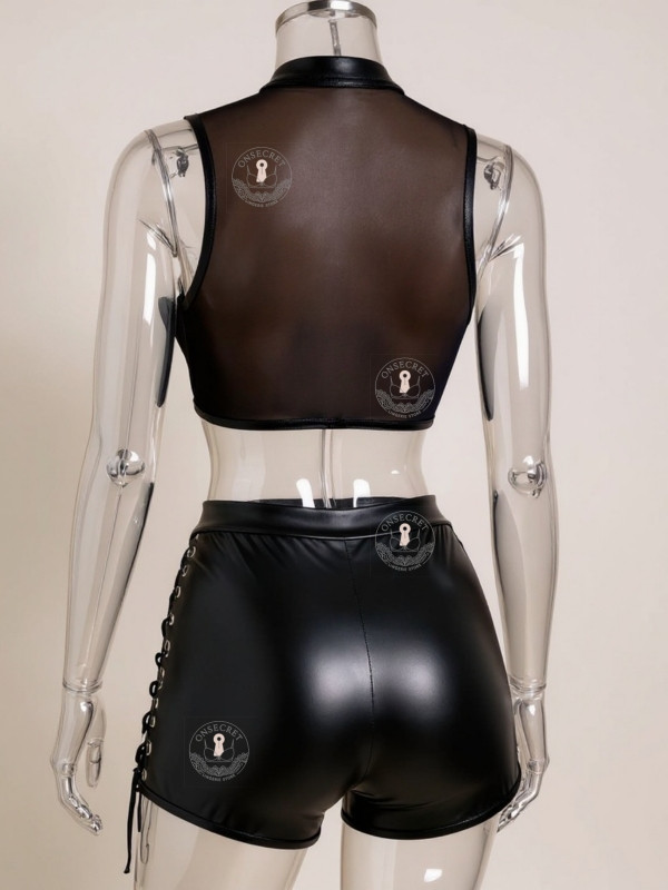 نیمتنه و شورت طرح چرم زنانه