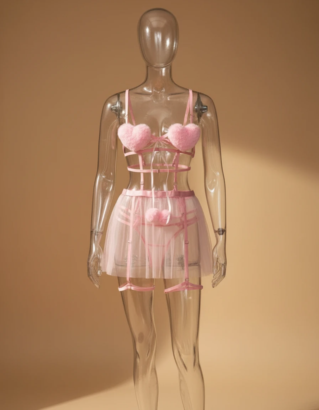 ست لباس زیر هارنسی پوپوم دار زنانه